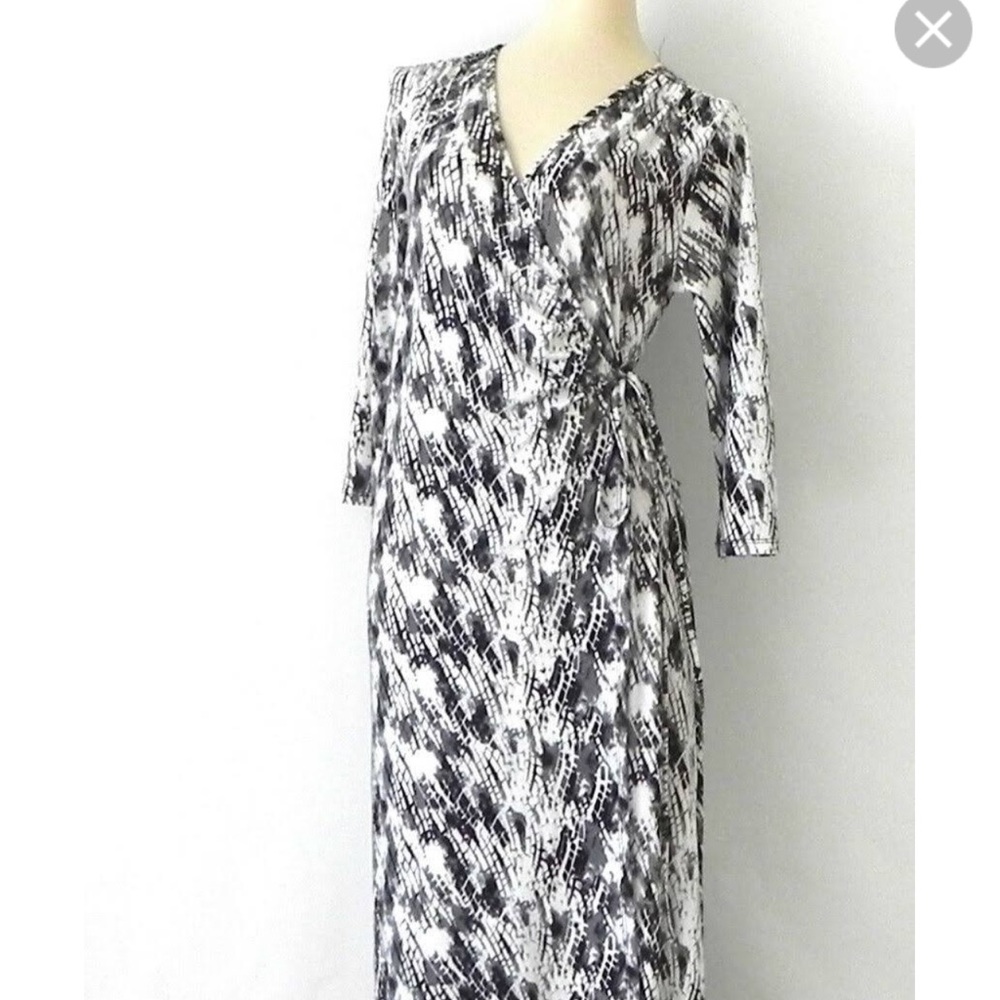 Angl M snake print wrap jersey 3/4 sleeve maxi dress - runs large